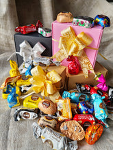 Load image into Gallery viewer, Favour bags Polish chocolates Kasztanki, Tiki Taki, Malaga, Michalki Classic, Michalki Coconut, Michalki White and Advocat. Chocolates Gift