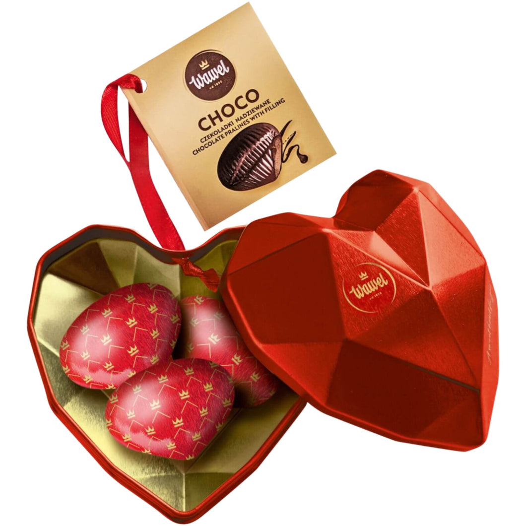 Heart chocolate box with Choco 55g red chocolates