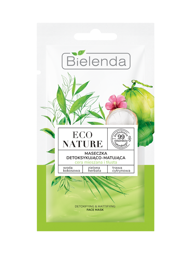 ECO NATURE - Coconut water + Green Tea + Lemongrass - detoxifying and matting mask 8g