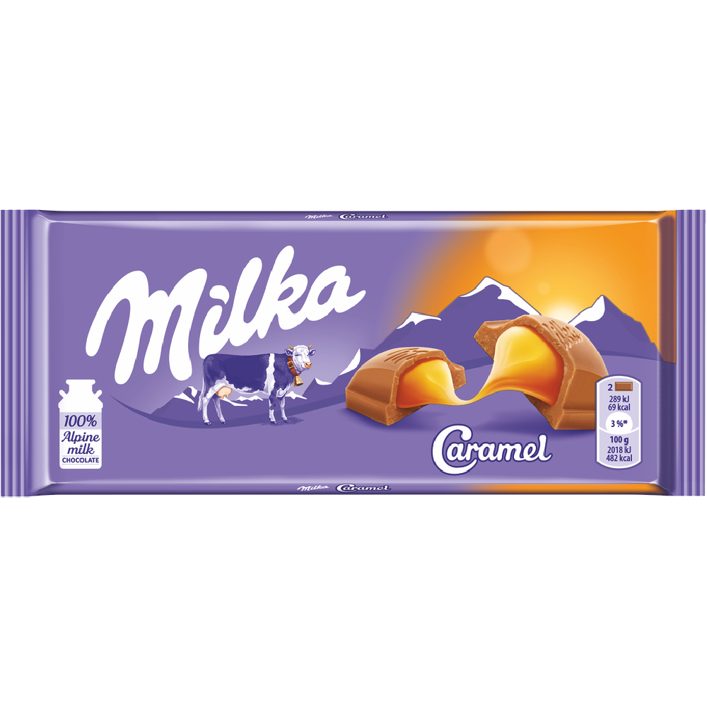 MILKA CARAMEL ALPINE MILK CHOCOLATE 100G