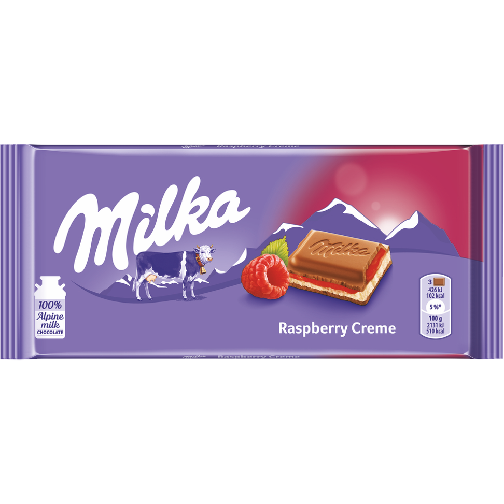 MILKA RASPBERRY CREME ALPINE MILK CHOCOLATE 100G – Polish Shop Online