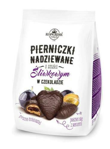 Gingerbread Hearts filled with Plum Marmalade Coated in chocolate 150g Pierniczki Kopernik