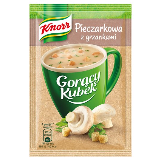 Knorr Goracy Kubek Hot Mug Mushroom with Croutons 15g Pieczarkowa