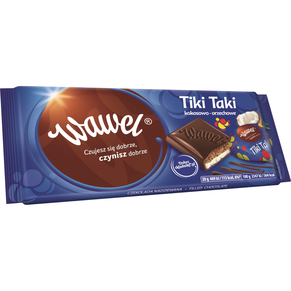 WAWEL TIKI TAKI CHOCOLATE WITH COCONUT AND NUT FILLING 100G