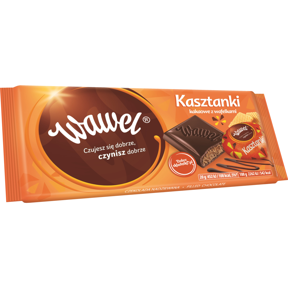 WAWEL KASZTANKI CHOCOLATE WITH COCOA FILLING AND CRISPY WAFERS 100G