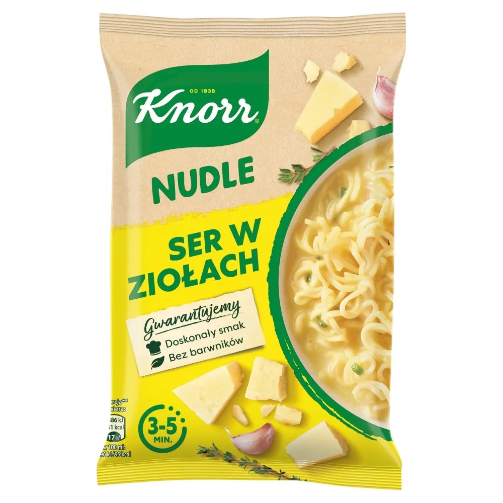 Knorr Noodle Snack Soup Cheese and Herbs  Nudle Ser w Ziolach 65g