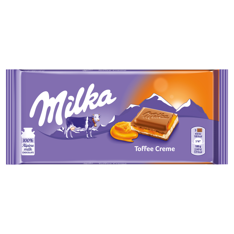 MILKA TOFFEE ALPINE MILK CHOCOLATE 100G